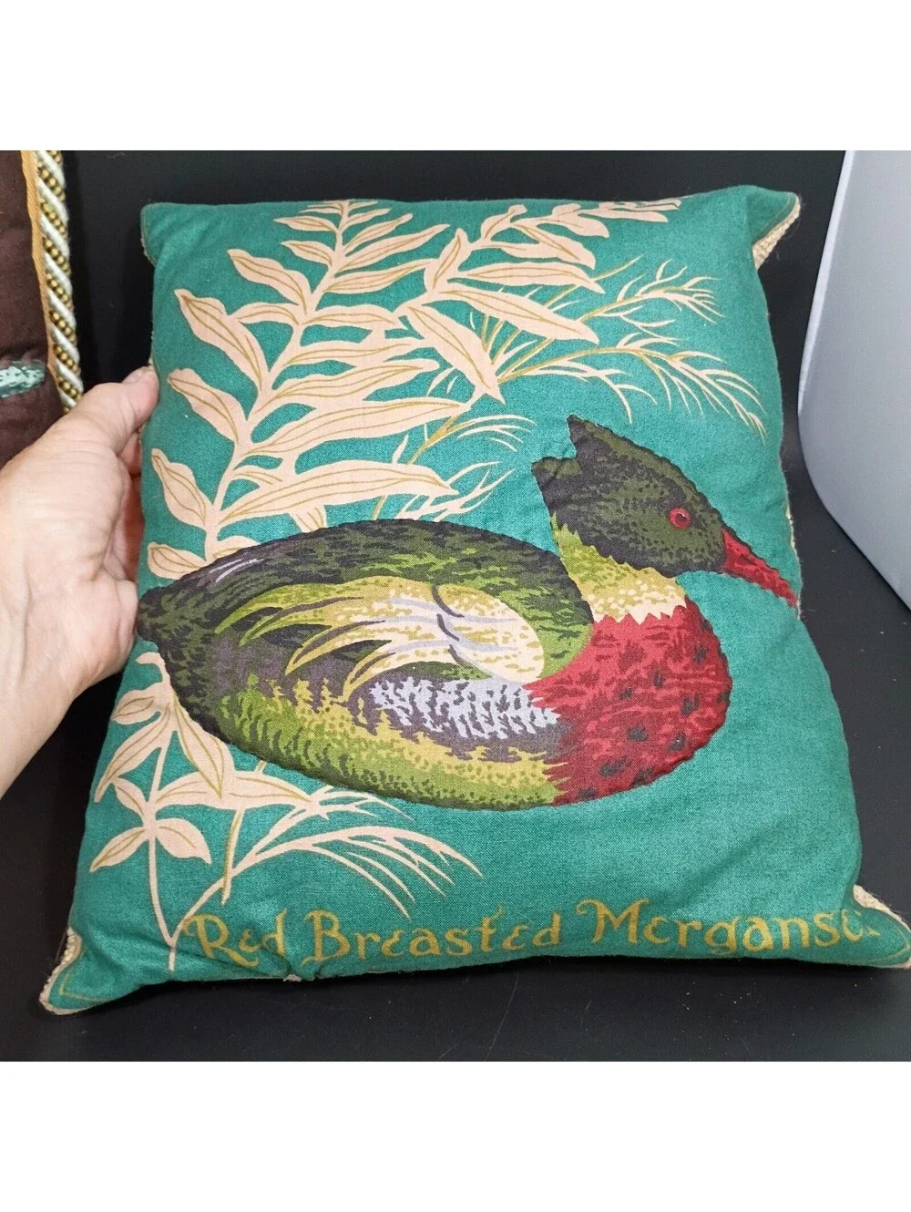Vtg Ducks Tapestry Duck Pillows Set 2 Signed  Cabin Farmhouse Lodge